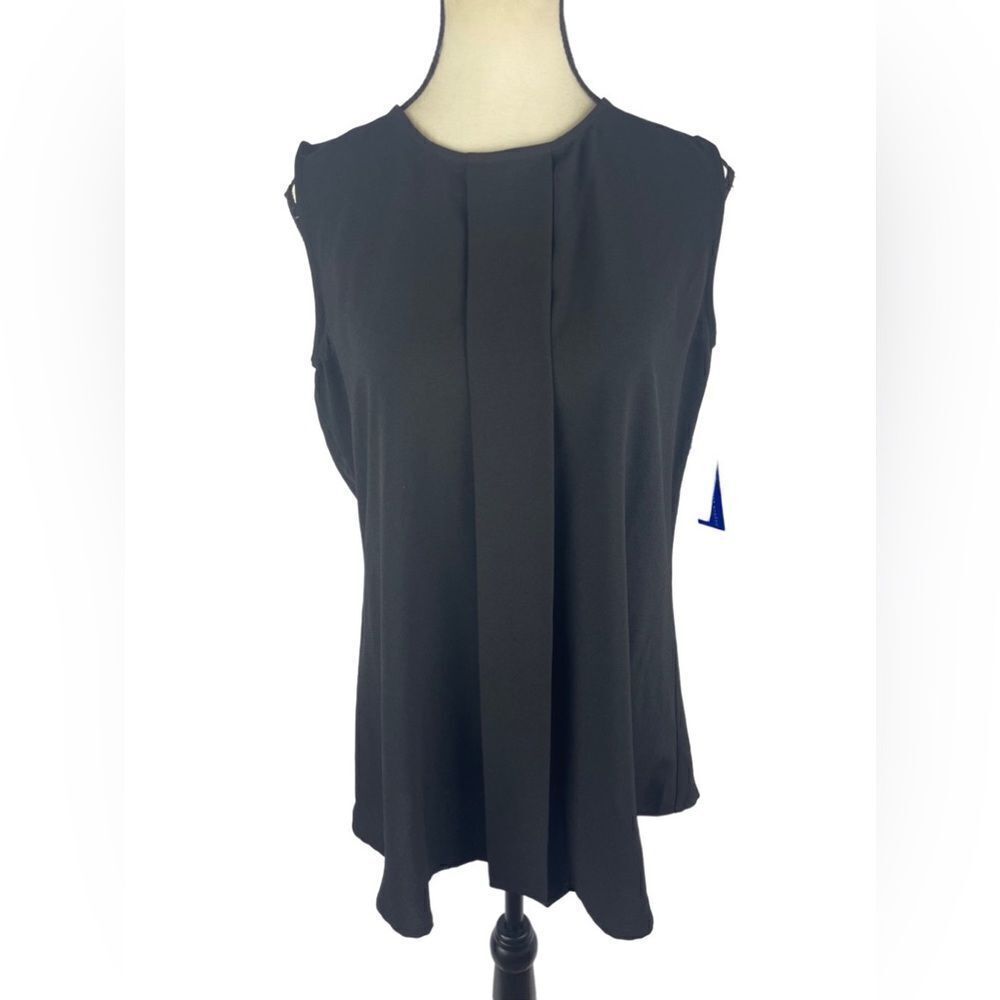 Peter Nygard Black sleeveless draped top blouse sz 6